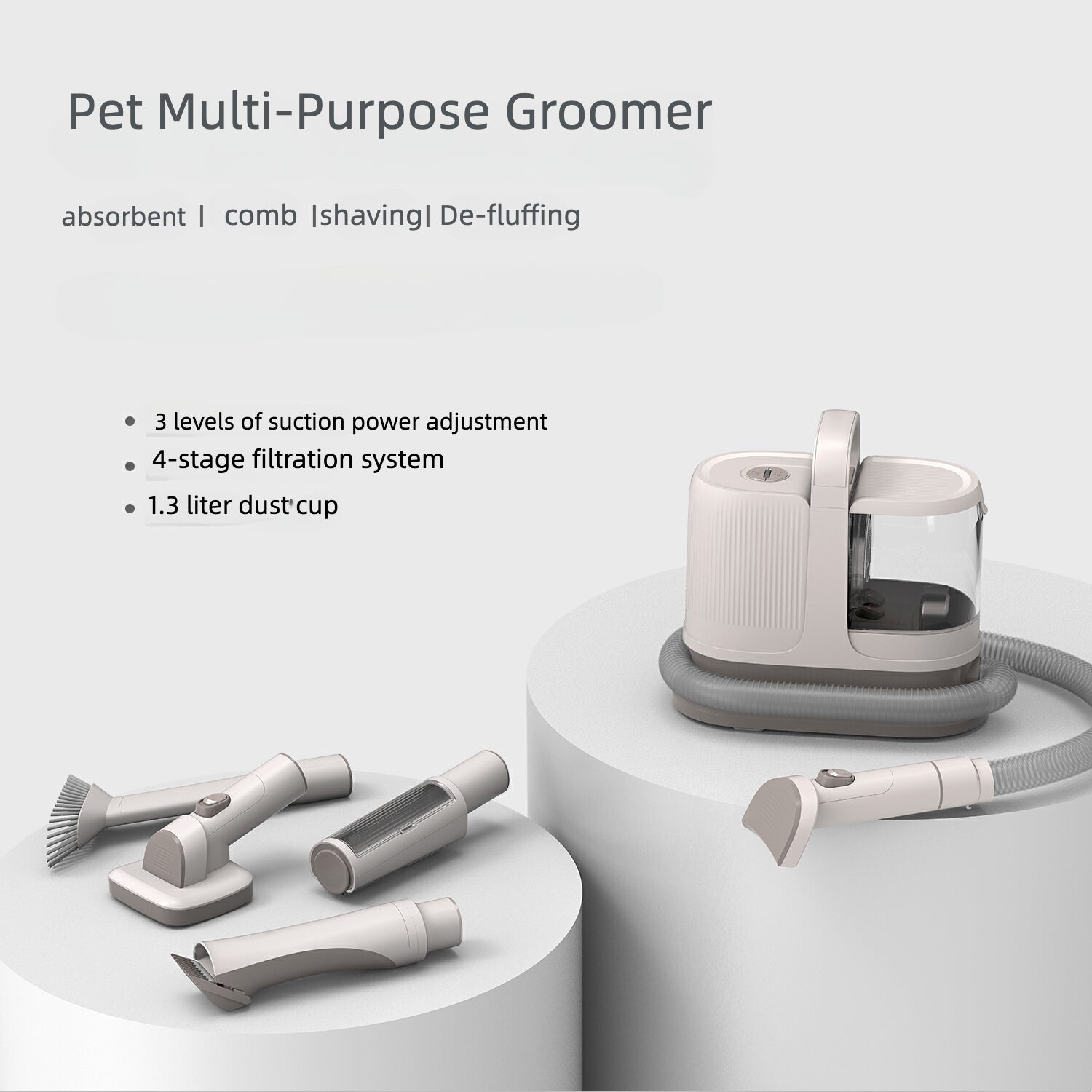 Pets Grooming Kit & Vacuum Suction 99% Pet Hair, Professional Clippers with 5 Proven Grooming Tools for Dogs Cats and Other Animals