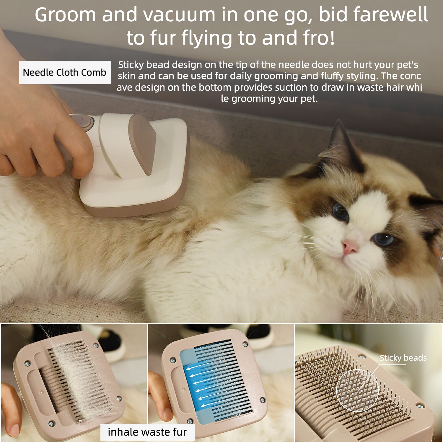 Pets Grooming Kit & Vacuum Suction 99% Pet Hair, Professional Clippers with 5 Proven Grooming Tools for Dogs Cats and Other Animals